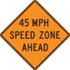 45 Orange Mph Speed Zone Ahead Clip Art